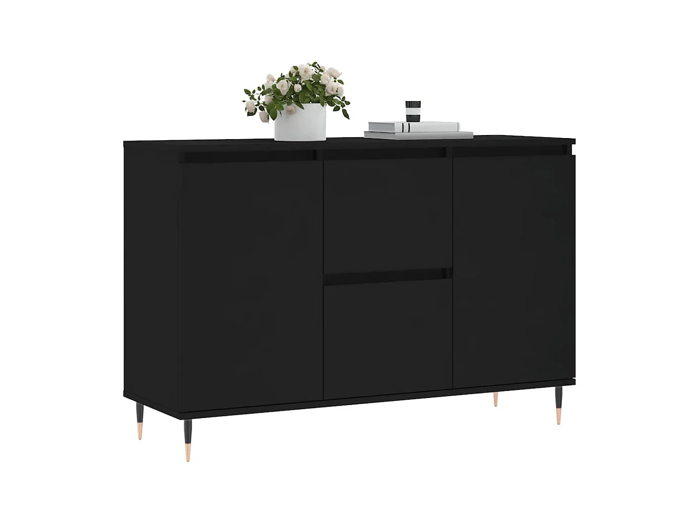 Buffet noir 104x35x70 cm bois d’ingénierie