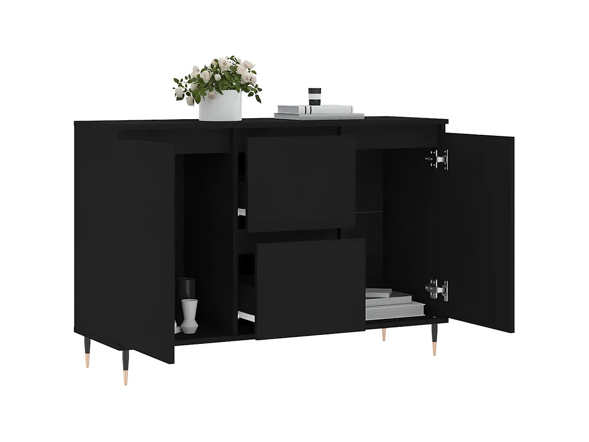 Buffet noir 104x35x70 cm bois d’ingénierie