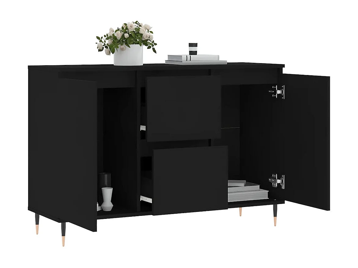 Buffet noir 104x35x70 cm bois d’ingénierie