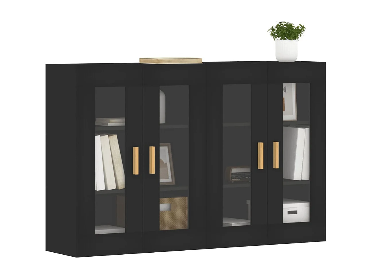Armoires murales 2 pcs noir bois d'ingénierie