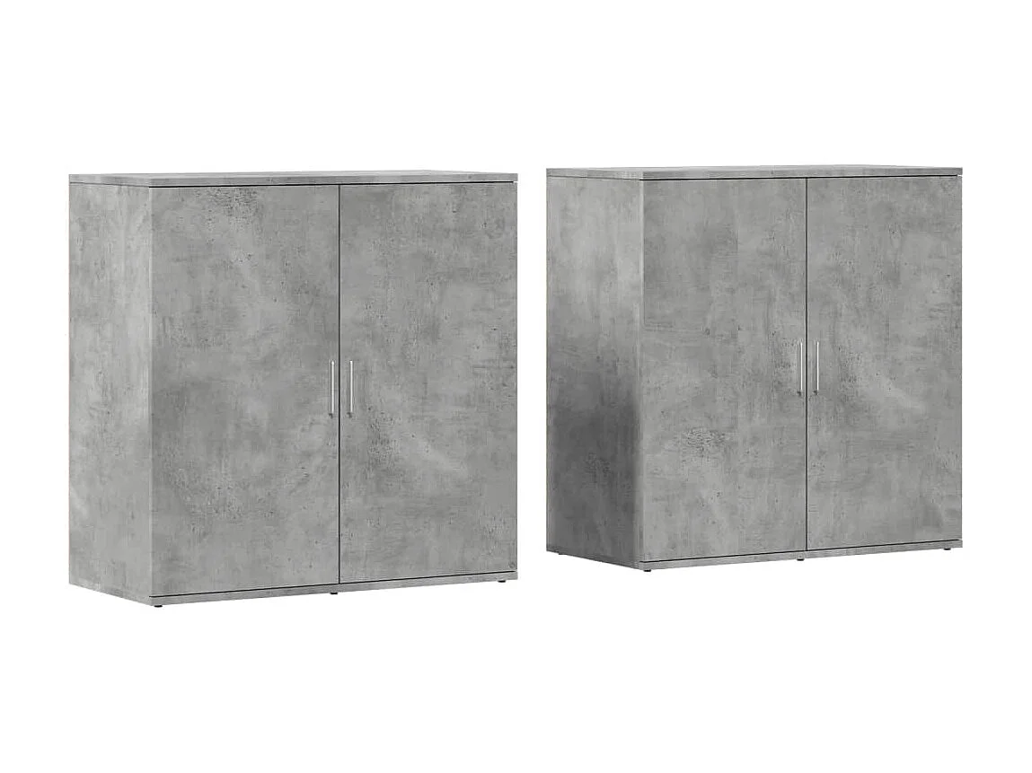 Buffets 2 pcs gris béton 79x38x80 cm bois d'ingénierie