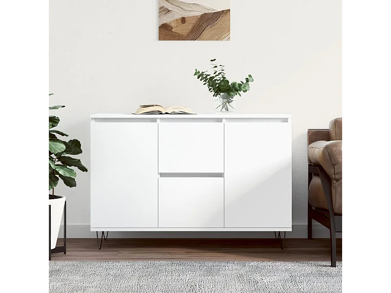 Credenza bianca 104x35x70 cm in legno ingegnerizzato