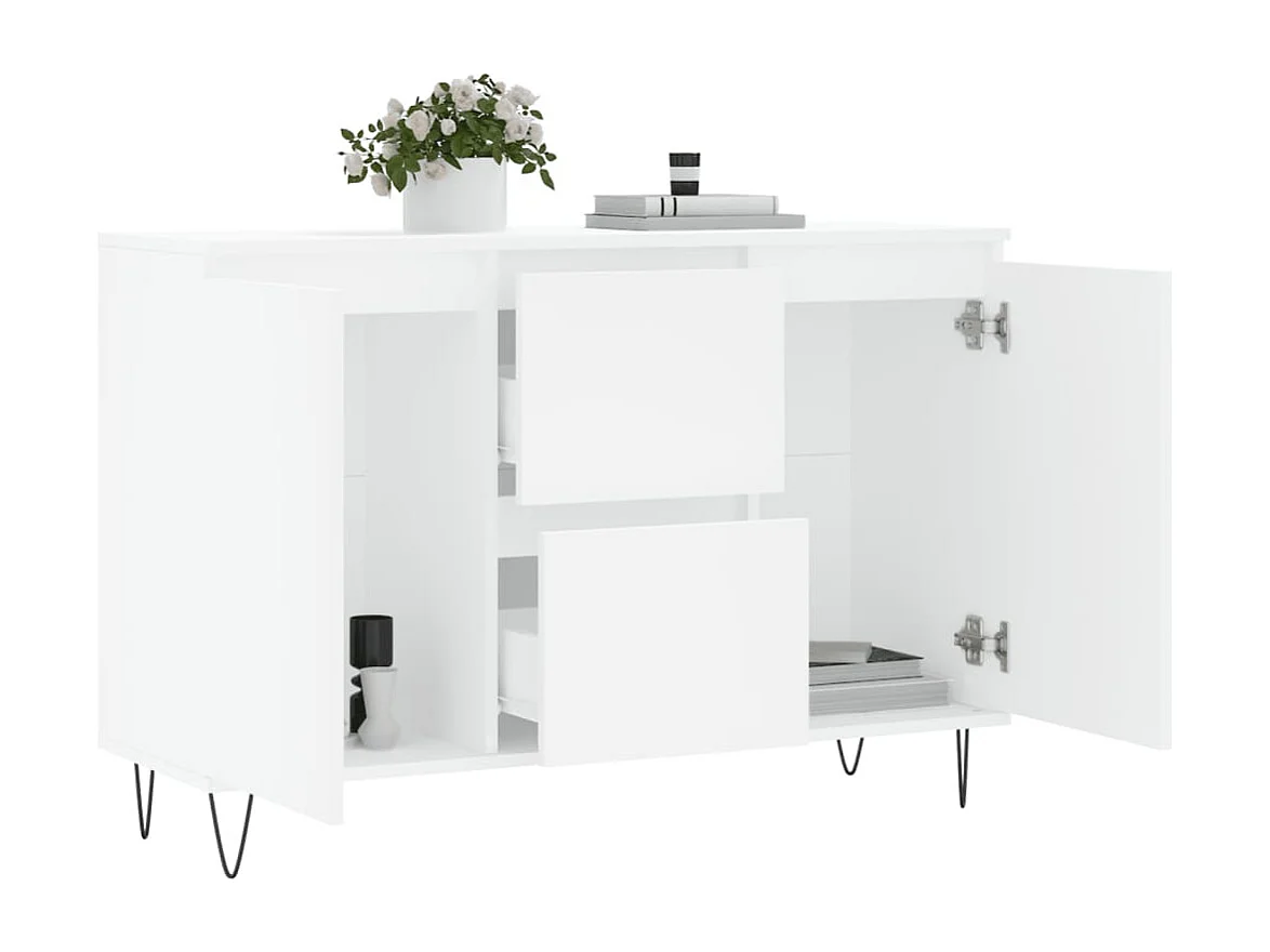 Credenza bianca 104x35x70 cm in legno ingegnerizzato