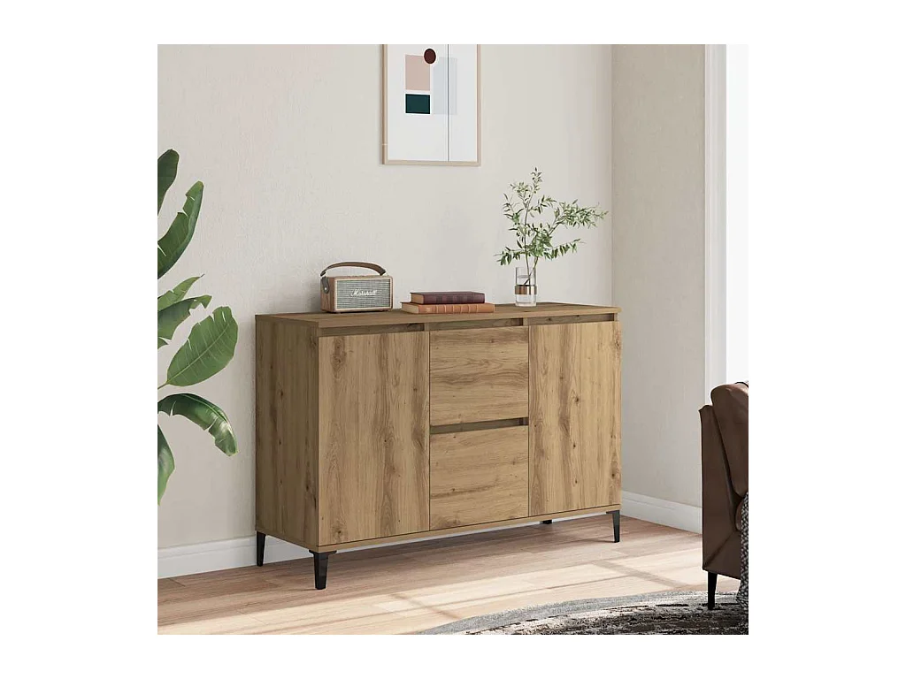 Buffet chêne artisanal 102x35x70 cm bois d'ingénierie