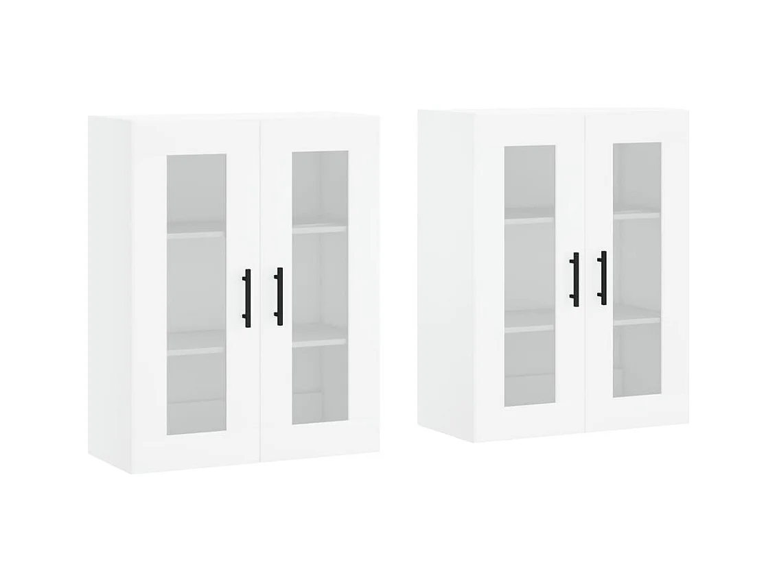 Armoires murales 2 pcs blanc bois d'ingénierie