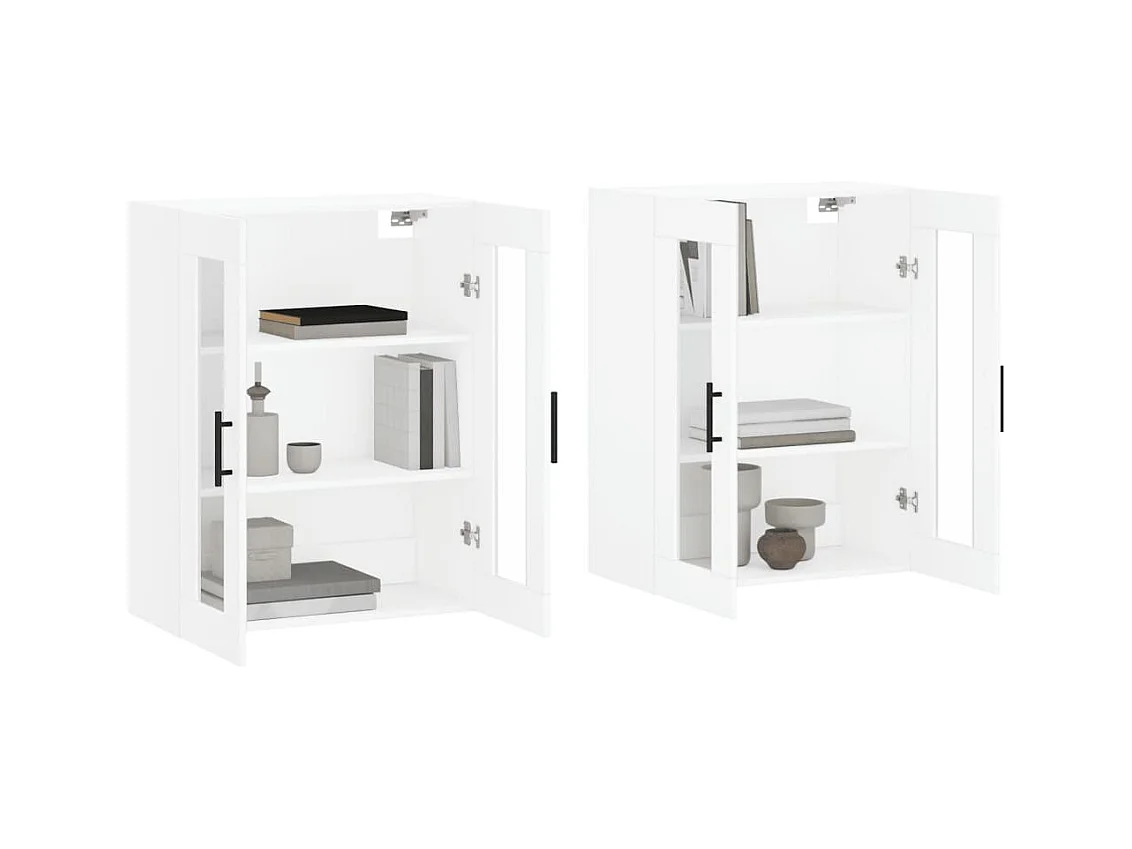 Armoires murales 2 pcs blanc bois d'ingénierie