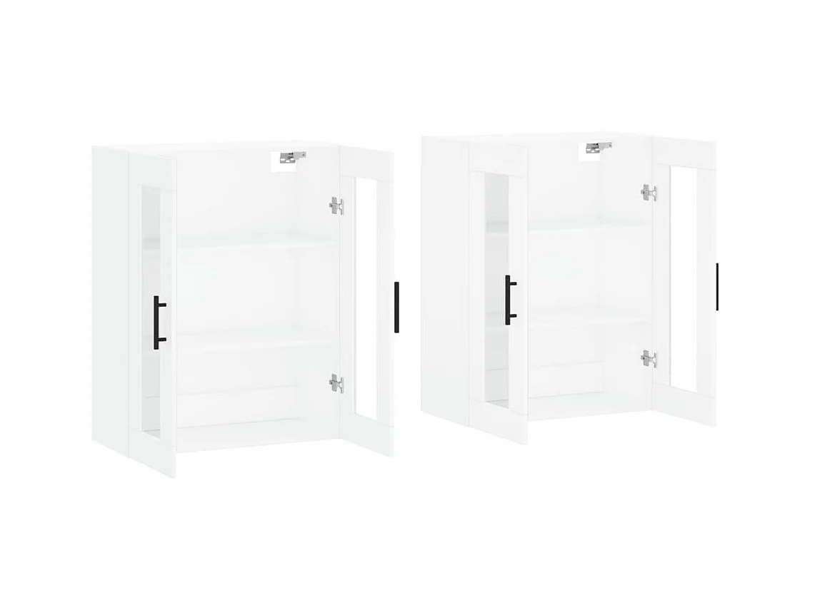 Armoires murales 2 pcs blanc bois d'ingénierie