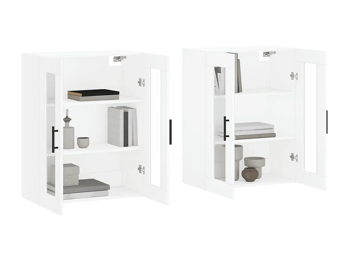 Armoires murales 2 pcs blanc bois d'ingénierie
