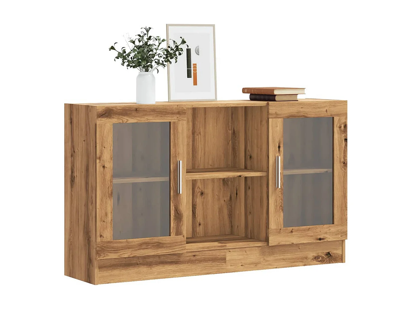 Buffet chêne artisanal 120x30,5x70 cm bois d'ingénierie