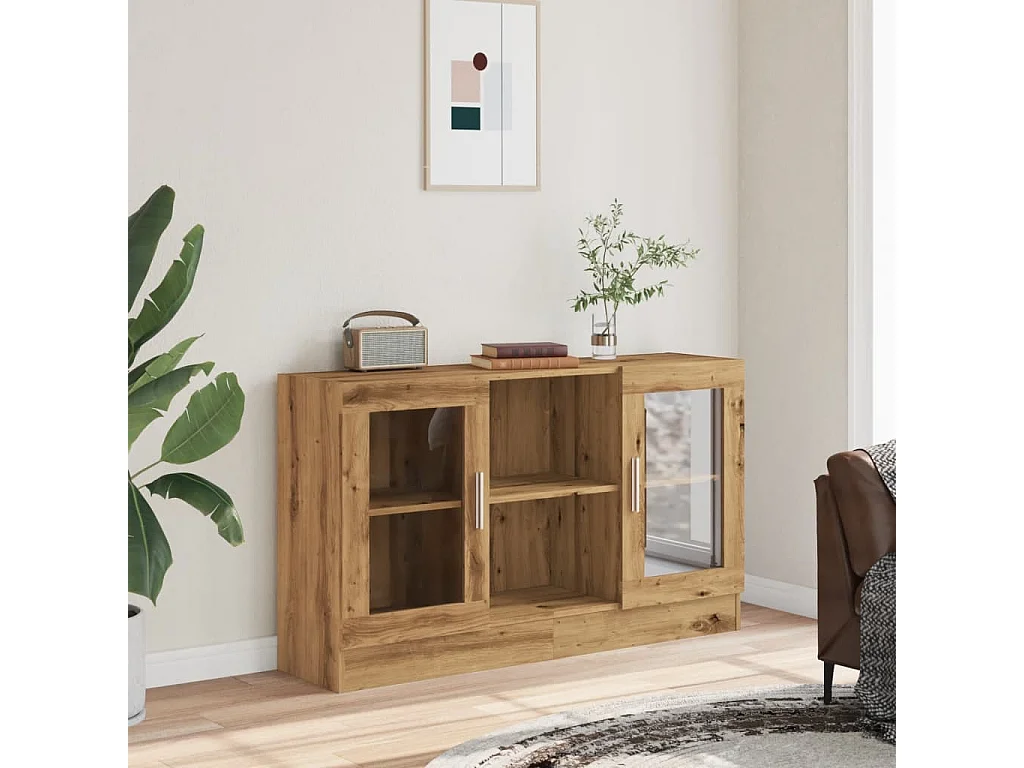 Buffet chêne artisanal 120x30,5x70 cm bois d'ingénierie