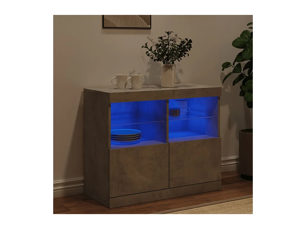 Buffet avec lumières LED gris béton 81x37x67 cm