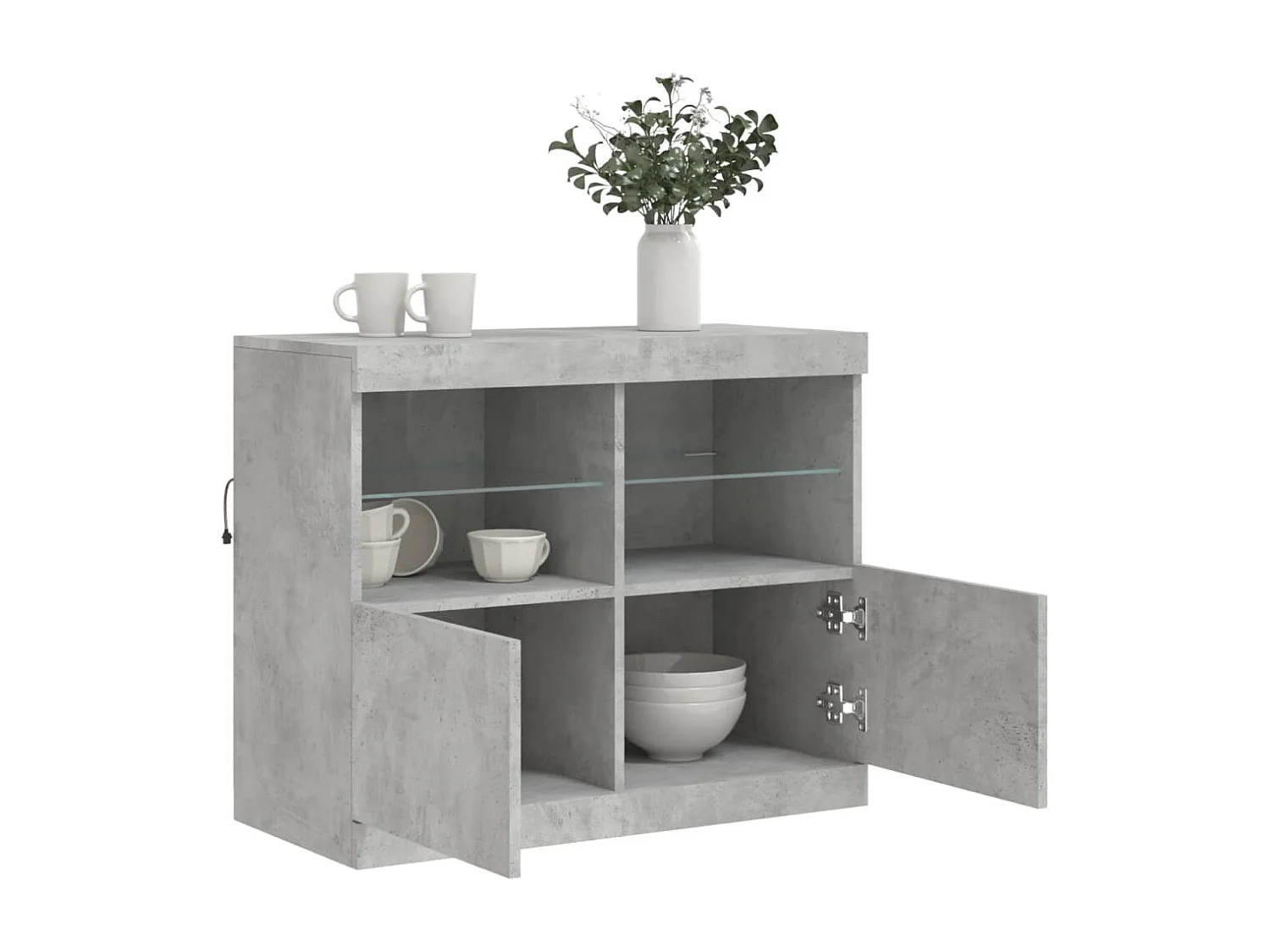Buffet avec lumières LED gris béton 81x37x67 cm