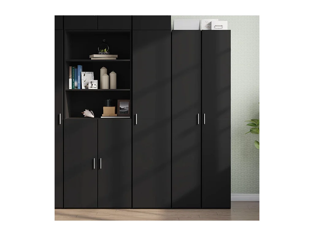 Buffet haut noir 40x42,5x185 cm bois d'ingénierie