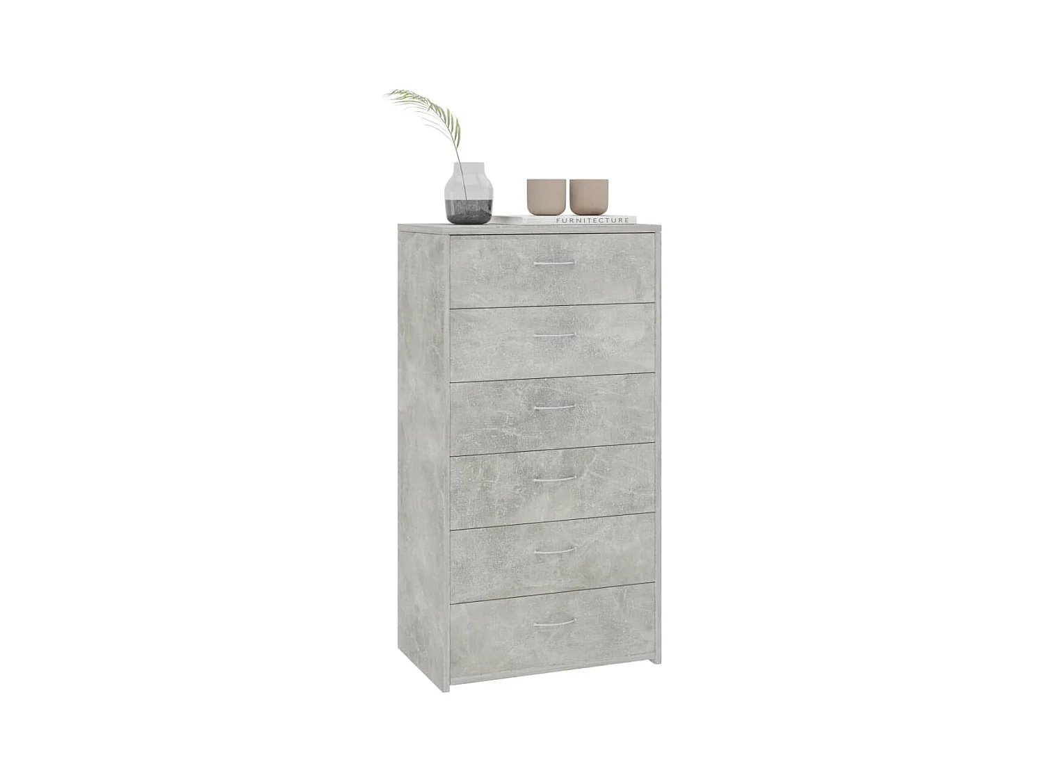 Buffet avec 6 tiroirs Gris béton 50x34x96 cm Bois d'ingénierie