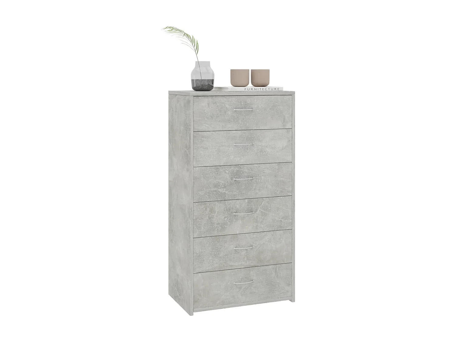 Buffet avec 6 tiroirs Gris béton 50x34x96 cm Bois d'ingénierie