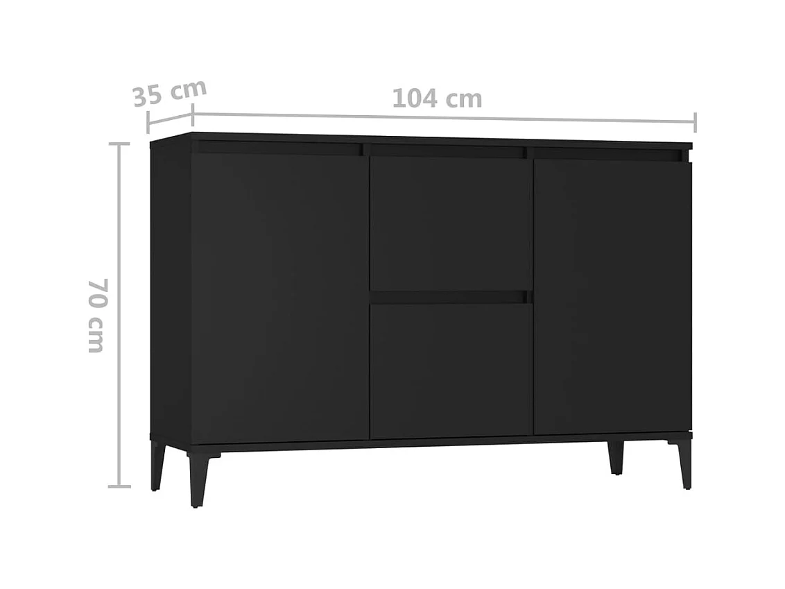 Buffet noir 104x35x70 cm bois d’ingénierie