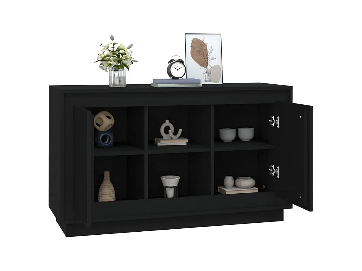 Buffet Noir 102x35x60 cm bois d'ingénierie