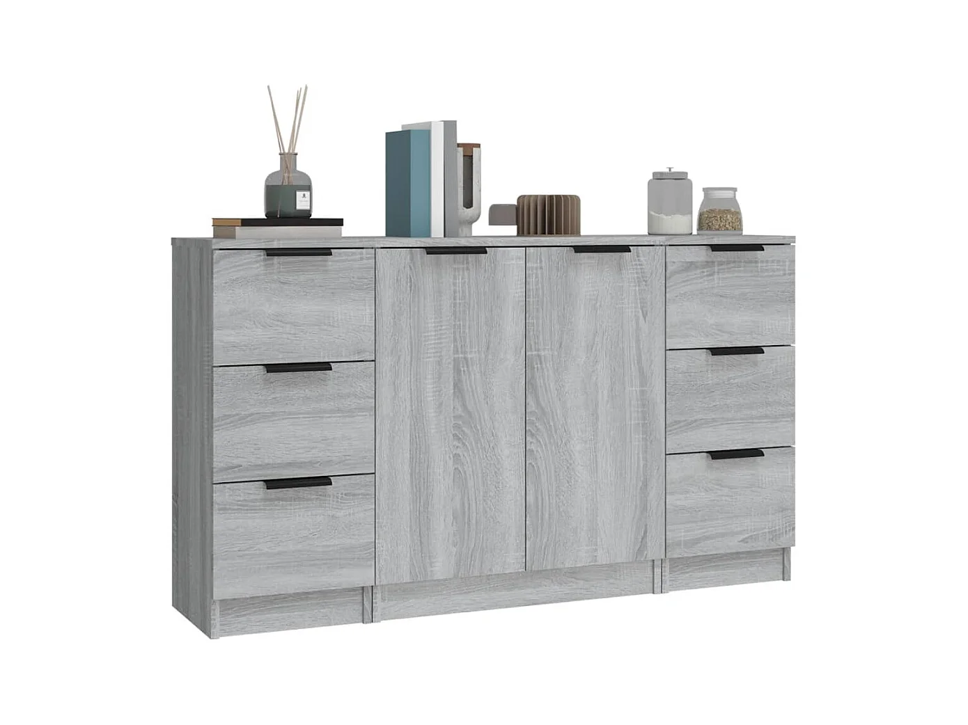 Buffets 3 pcs Sonoma gris Bois d'ingénierie