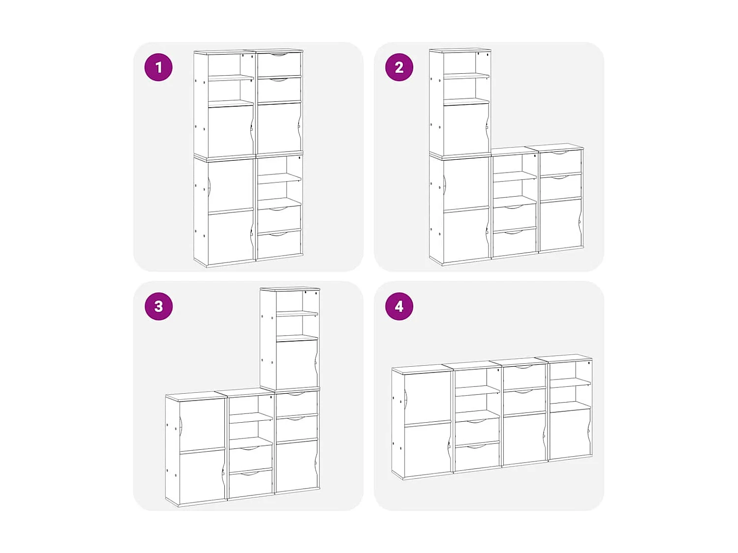 Armoires latérales 4 pcs ODDA 40x24x79 cm bois massif pin