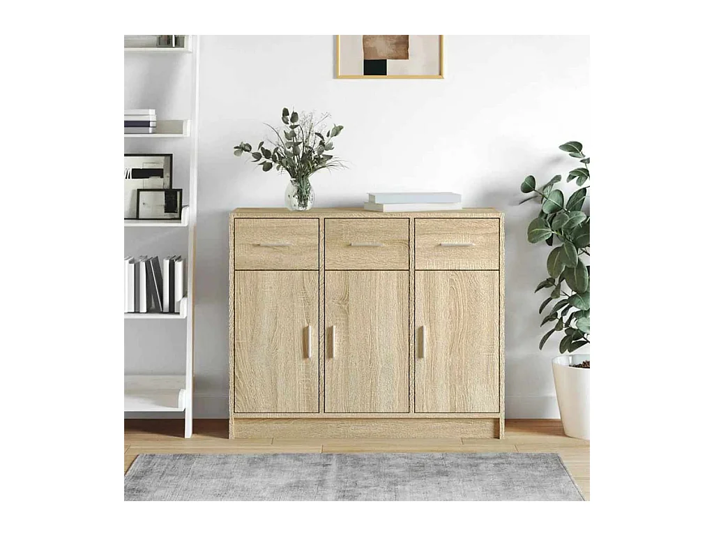 Buffet chêne sonoma 91x28x75 cm bois d'ingénierie