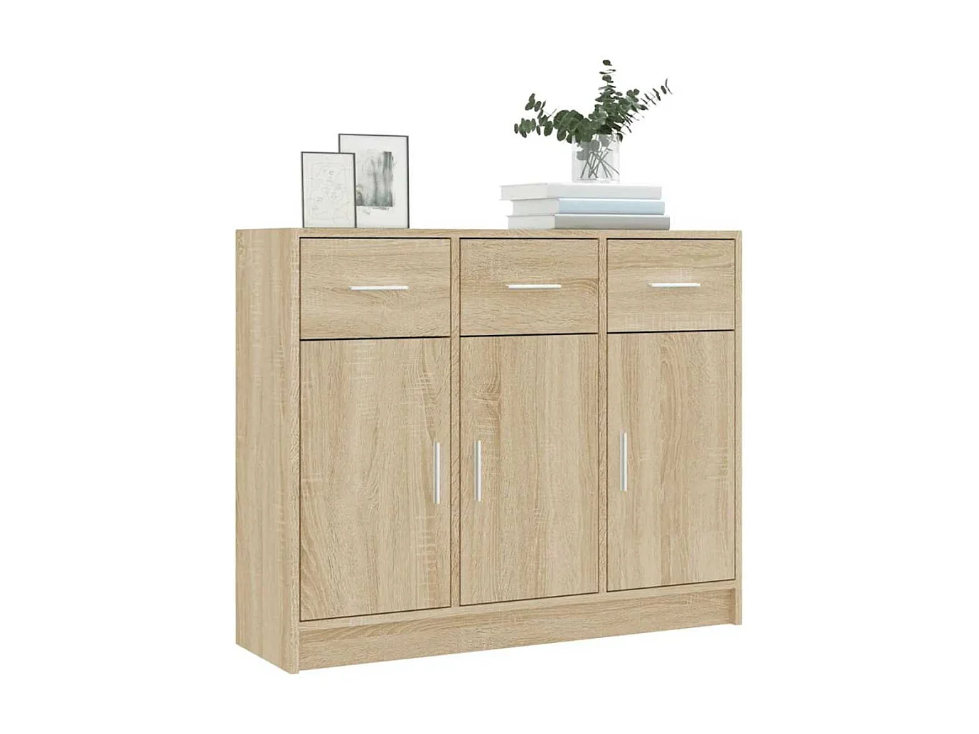 Aparador de roble Sonoma 91x28x75 cm madera de ingeniería