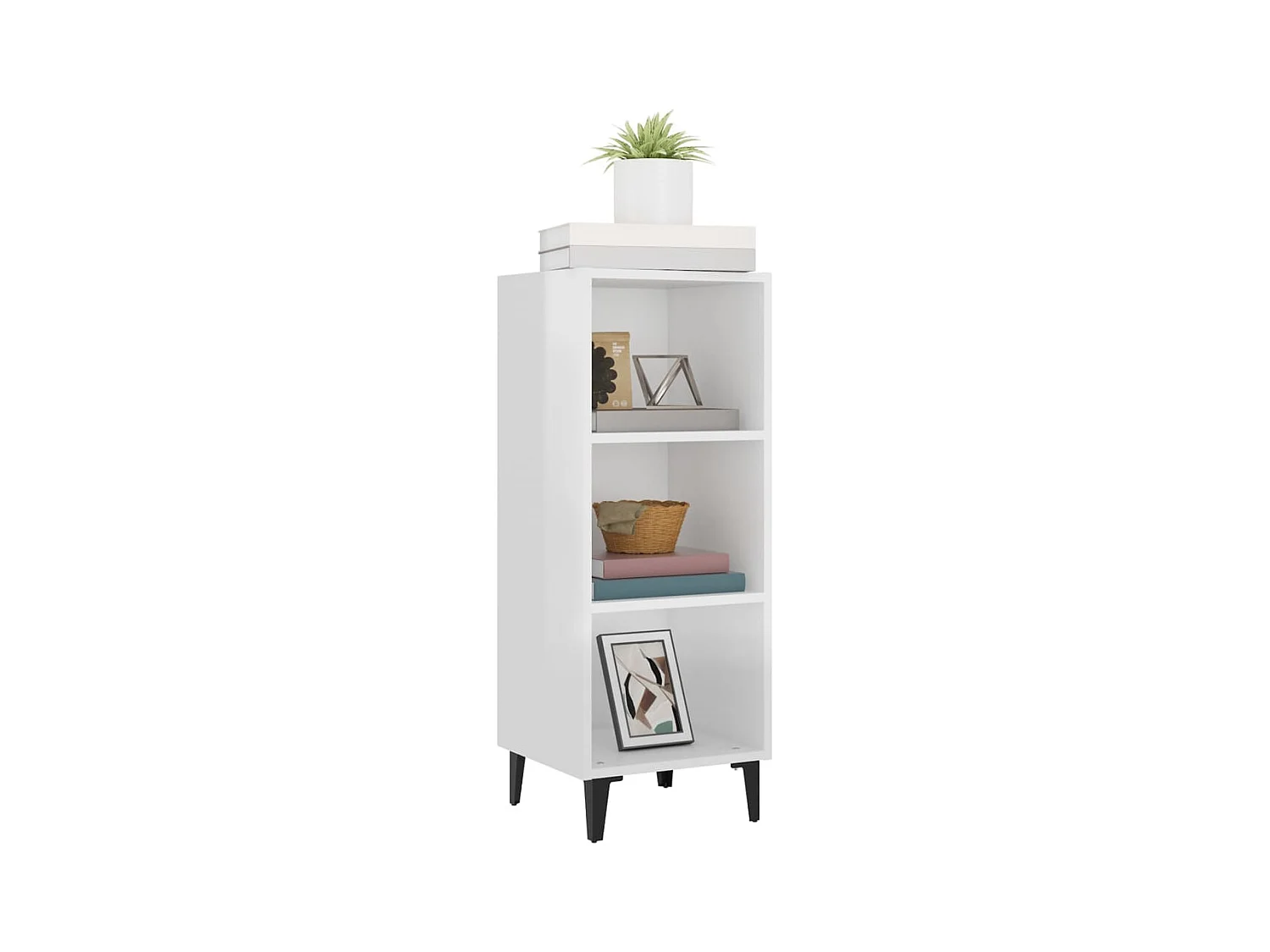 Aparador Blanco brillo 34,5x32,5x90 cm Madera de ingeniería