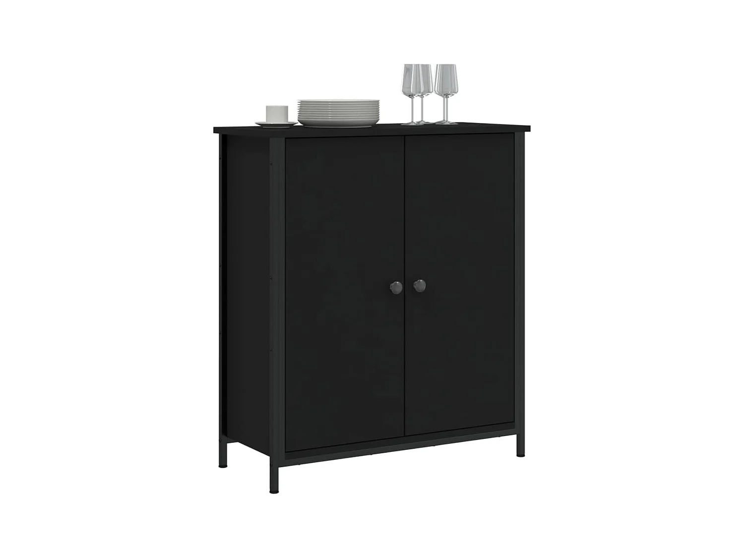 Buffet noir 70x30x80 cm bois d'ingénierie