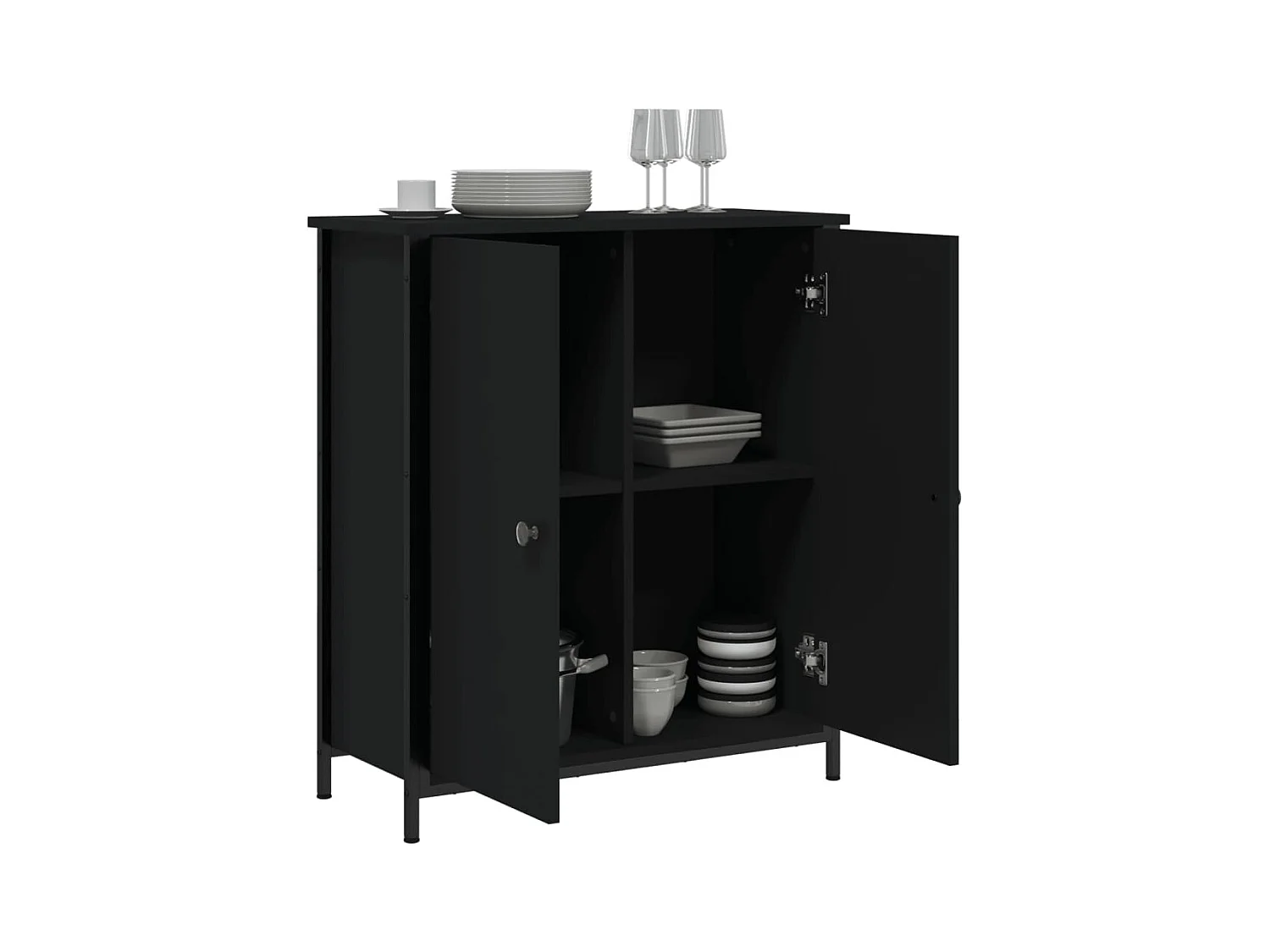 Buffet noir 70x30x80 cm bois d'ingénierie