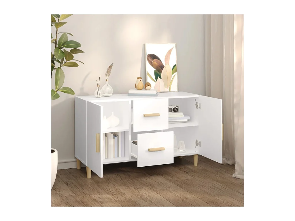 Buffet blanc 100x36x60 cm bois d'ingénierie