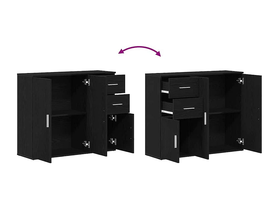 Buffet chêne noir 91x29,5x75 cm bois d'ingénierie