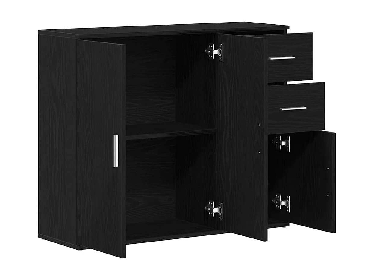 Buffet chêne noir 91x29,5x75 cm bois d'ingénierie