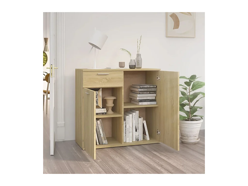 Buffet chêne sonoma 80x36x75 cm bois d'ingénierie