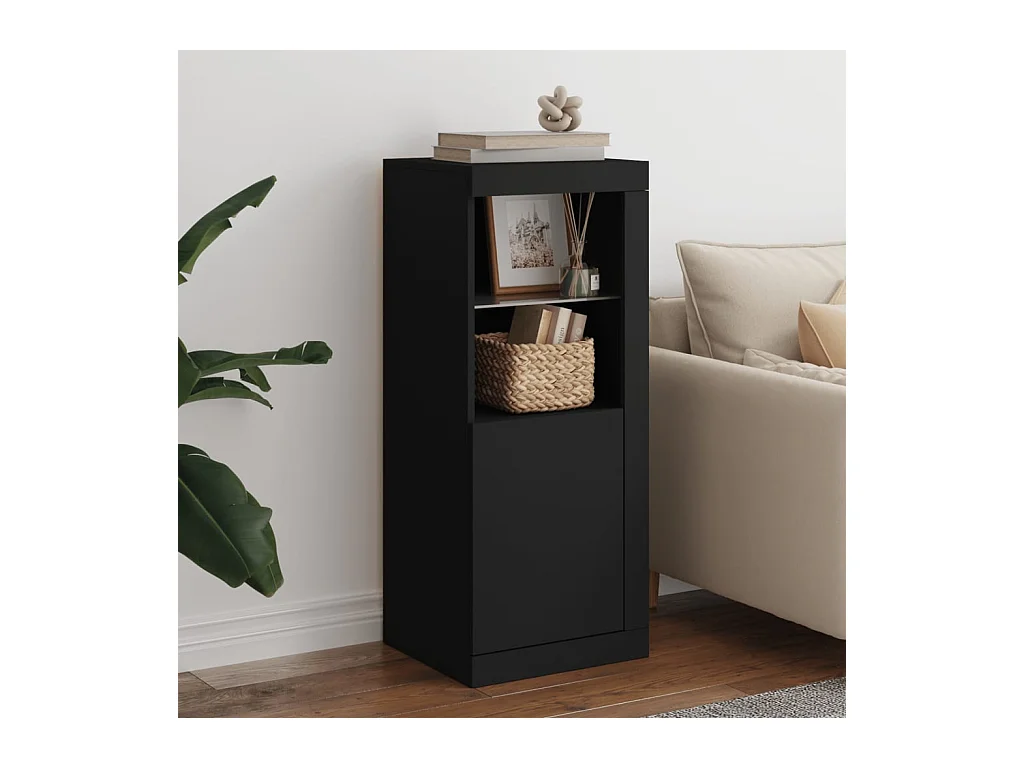 Buffet avec lumières LED noir 41x37x100 cm