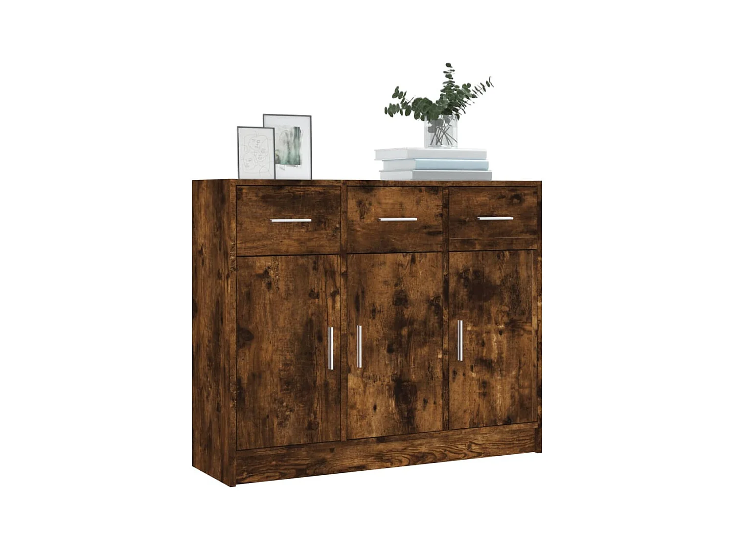Buffet chêne fumé 91x28x75 cm bois d'ingénierie
