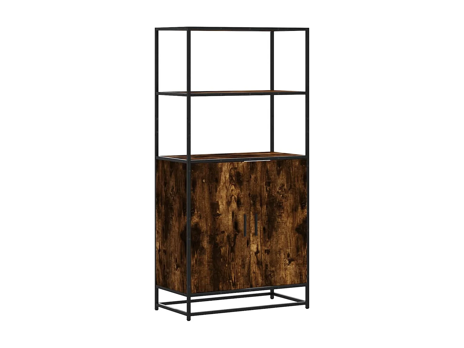 Buffet haut chêne fumé 68x35x139 cm bois d'ingénierie métal