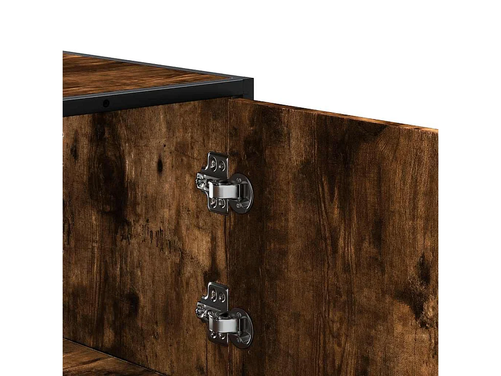 Buffet haut chêne fumé 68x35x139 cm bois d'ingénierie métal