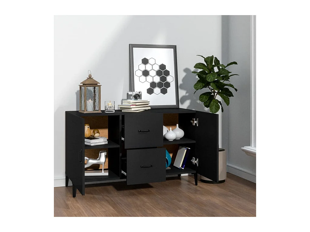 Credenza nera 100x36x60 cm in legno ingegnerizzato