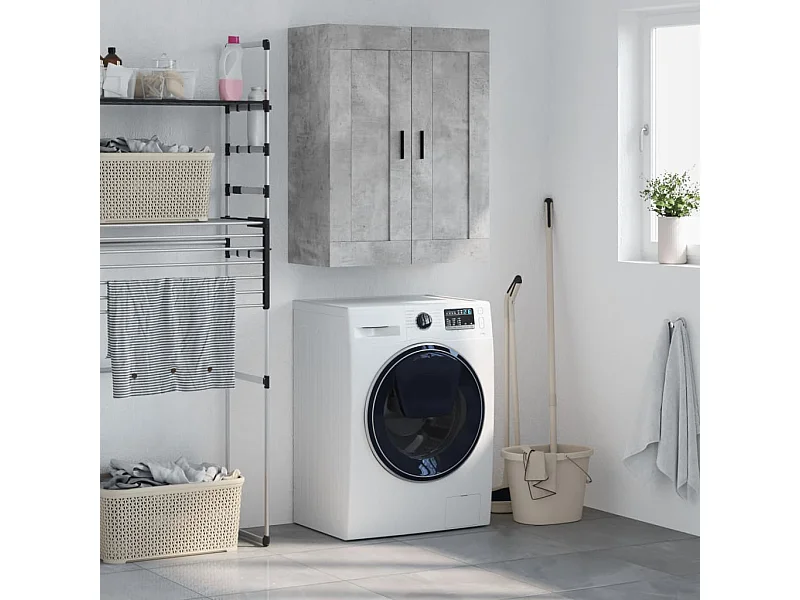 Mobiletto da parete grigio cemento 69,5x34x90 cm in legno ingegnerizzato