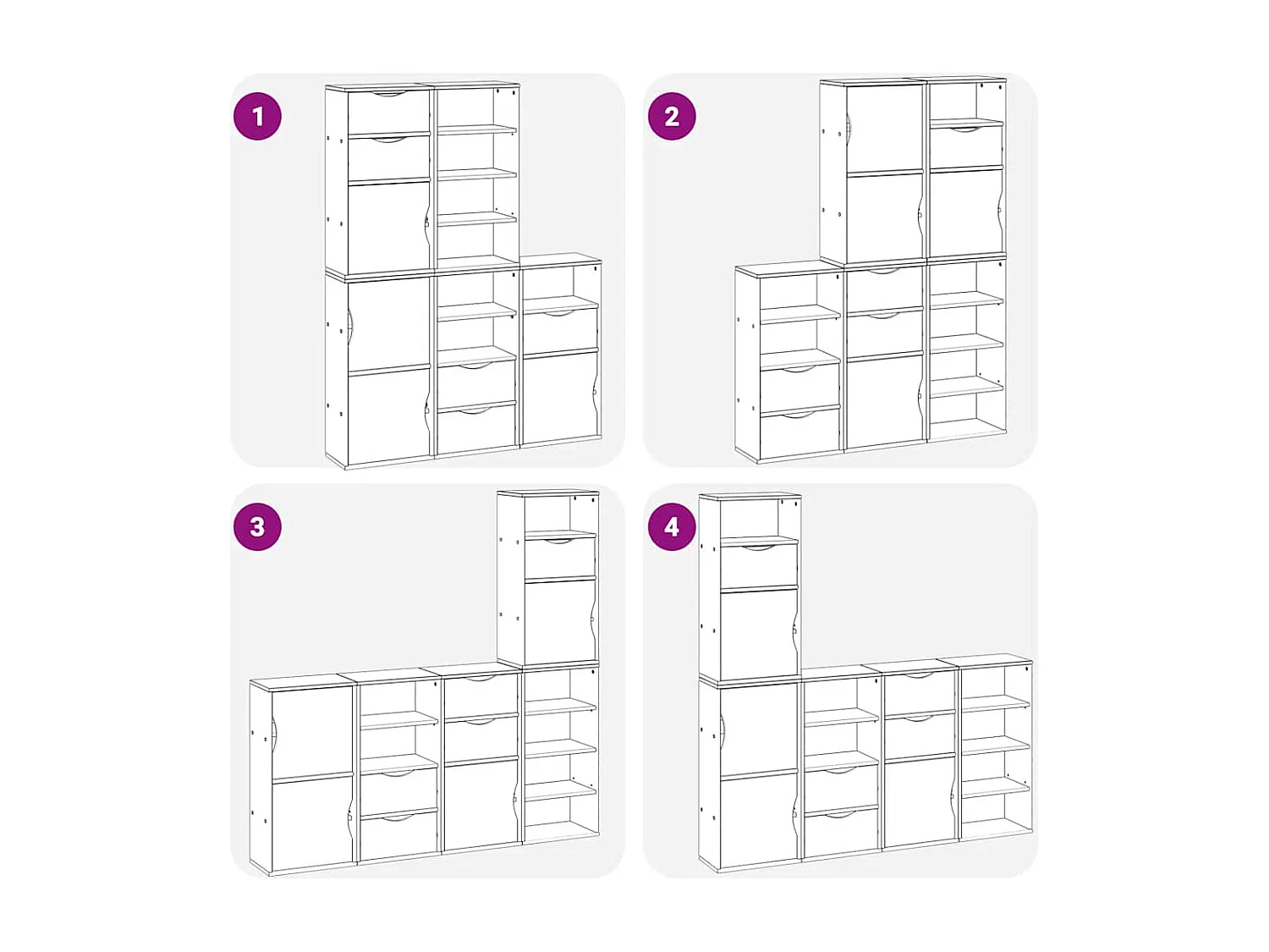 Armoires latérales 5 pcs ODDA 40x24x79 cm bois massif pin