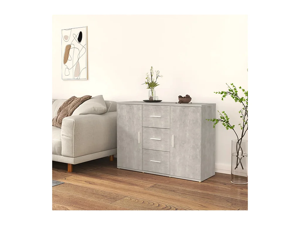 Buffet Gris béton 91x29,5x65 cm Bois d'ingénierie