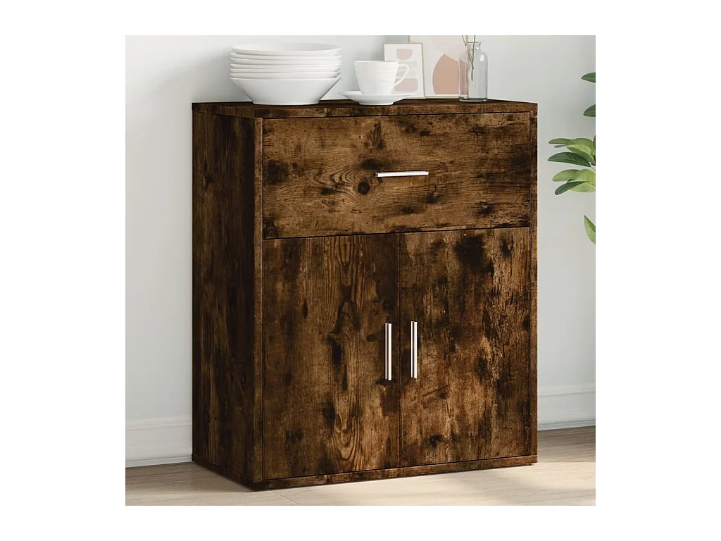 Buffet chêne fumé 60x31x70 cm bois d'ingénierie