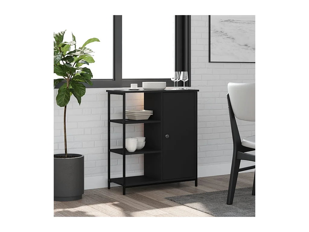 Buffet noir 70x30x80 cm bois d'ingénierie