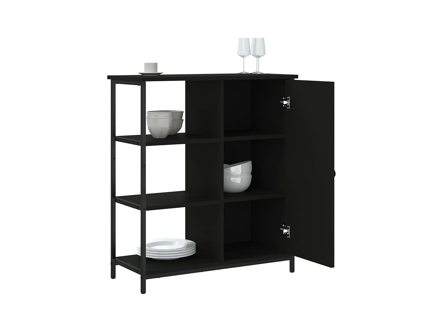 Buffet noir 70x30x80 cm bois d'ingénierie