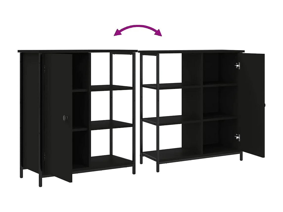 Buffet noir 70x30x80 cm bois d'ingénierie