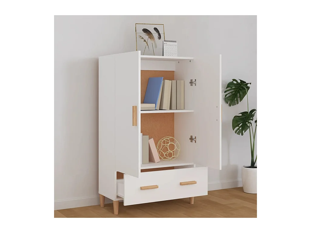 Wit dressoir 70x31x115 cm bewerkt hout