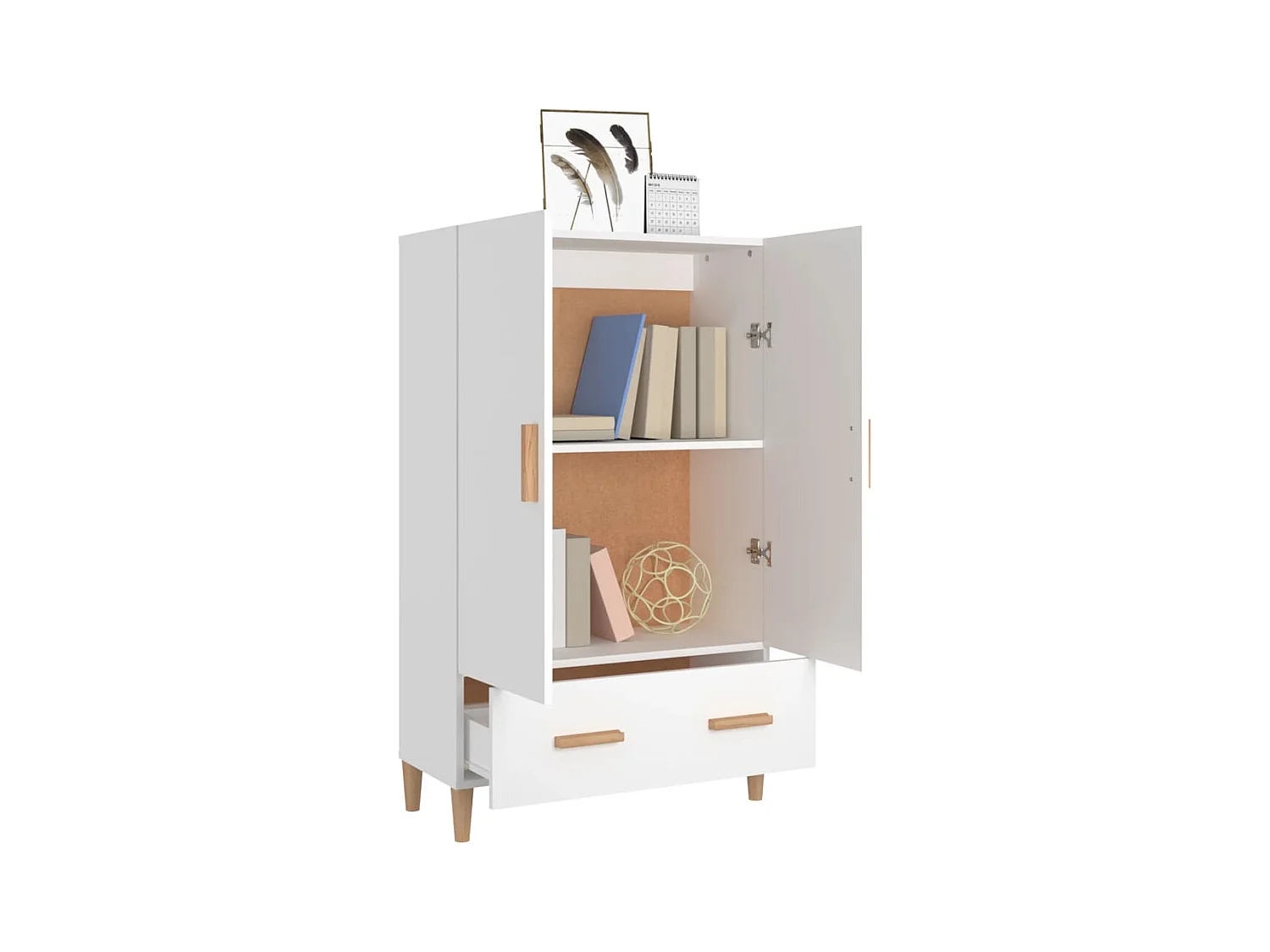 Wit dressoir 70x31x115 cm bewerkt hout