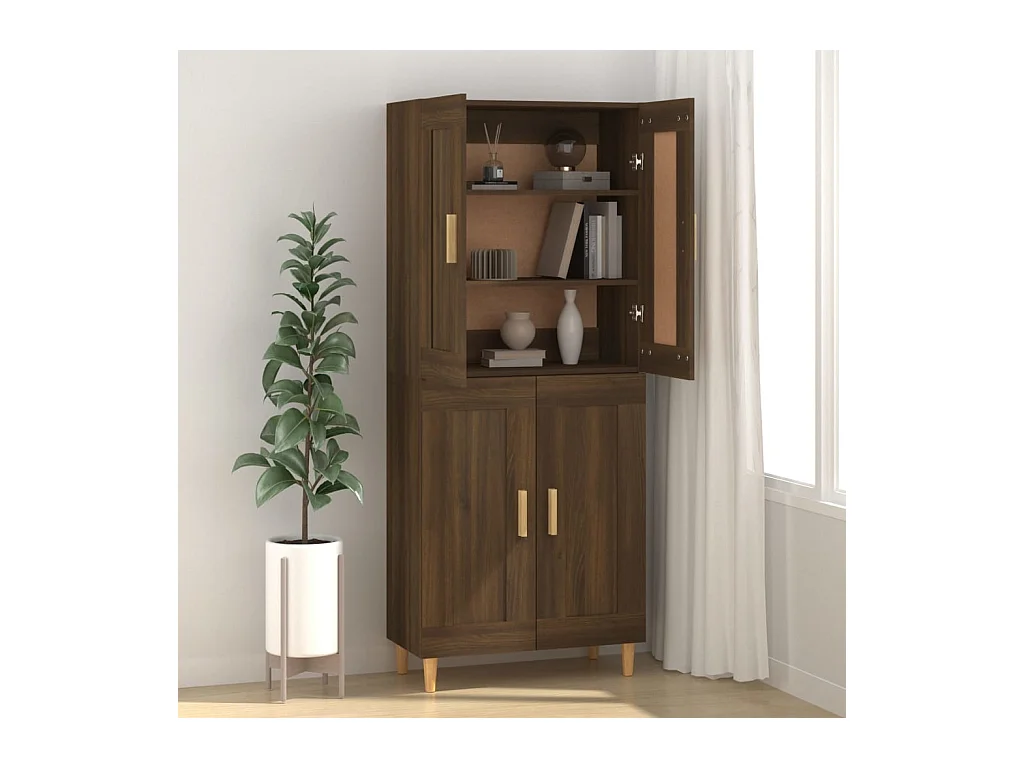 Credenza Rovere marrone 69,5x34x90 cm Legno composito