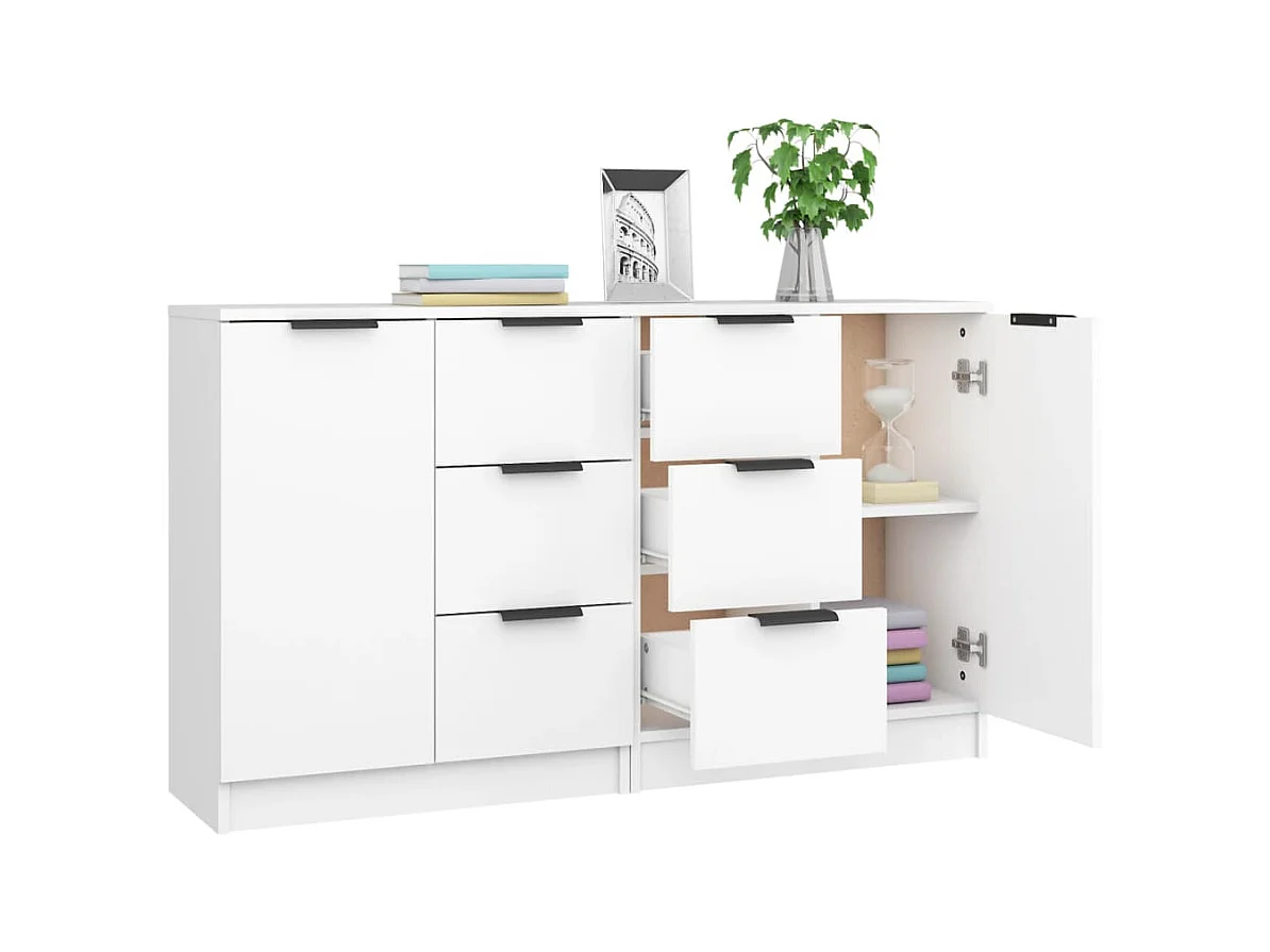 Buffets 2 pcs blanc 60x30x70 cm Bois d'ingénierie