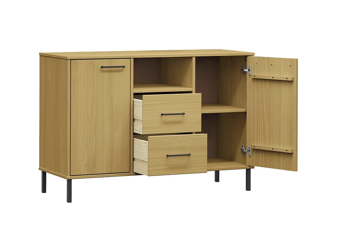 Buffet avec pieds en métal Marron 113x40x77 cm Bois massif OSLO
