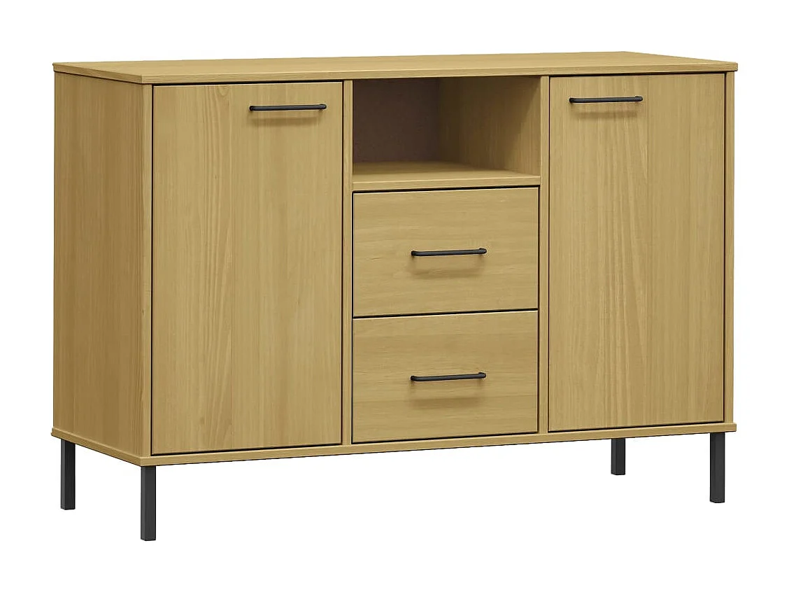 Dressoir met metalen poten Bruin 113x40x77 cm Massief hout OSLO